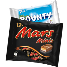 Mars, Twix, Bounty, Snickers of Milky Way mini's